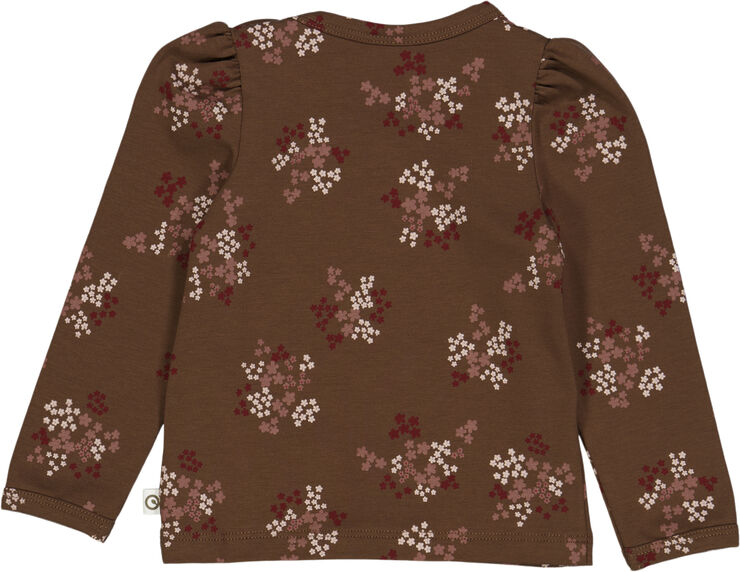 Müsli by Green Cotton Flora puff l/s T baby Bark/ cabernet/ nightingale