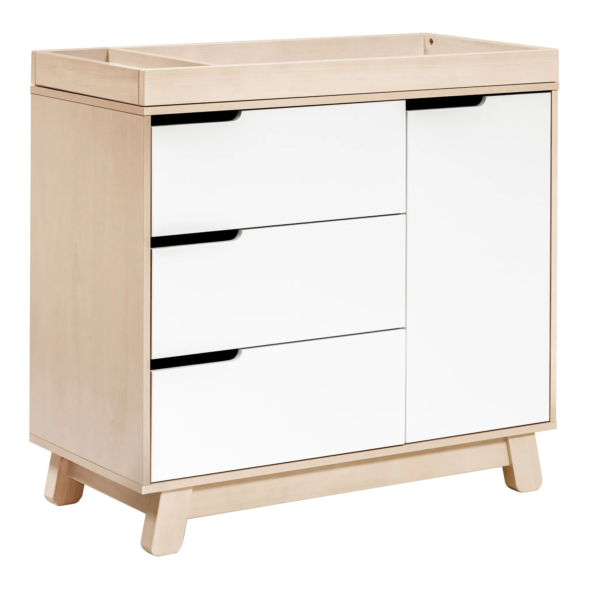 Babyletto Meuble à Langer à 3 Tiroirs Hudson avec Plateau Amovible - Naturel Lavé   Blanc