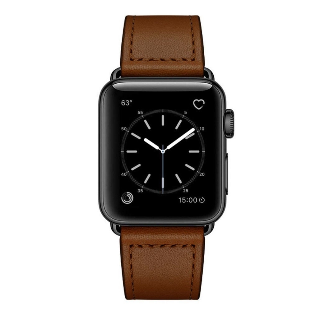 Apple Watch (42/41/40/38 mm) Echtleder Ersatz Armband mit Druckverschluss (Gelenkumfang 172-215 mm) - Braun