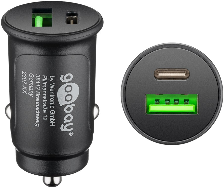 (30W) USB C / USB A Auto KFZ Ladegerät Schnellladegerät für Zigarettenanzünder Power Delivery (55634) - Schwarz