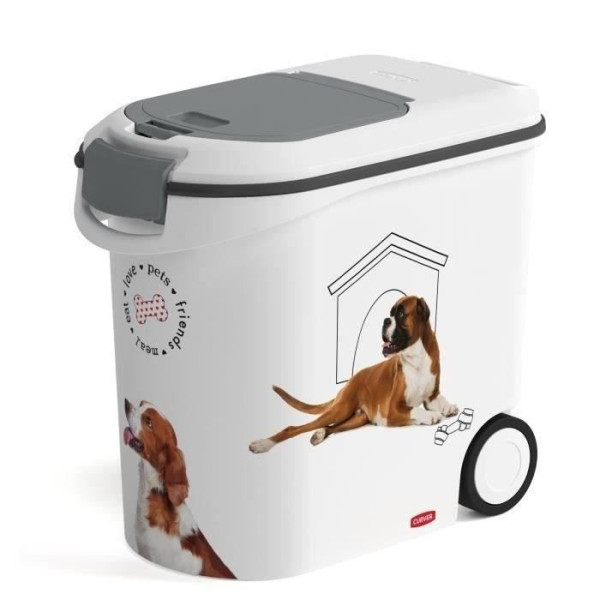Conteneur a croquettes pour chien a roulettes 12 kg - 35l - love pets