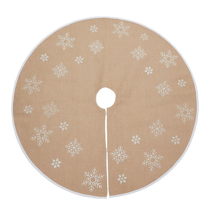 Couvre-pied pour sapin en jute avec flocons