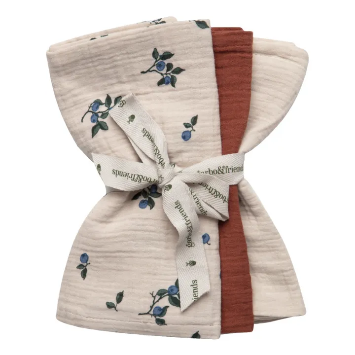 garbo&friends Langes Blueberry en mousseline de coton - Set de 3 | Ivoire