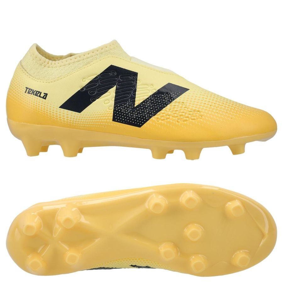 New Balance Tekela V4 Magique FG Energy Rush - Parchment/Noir/Orange Enfant