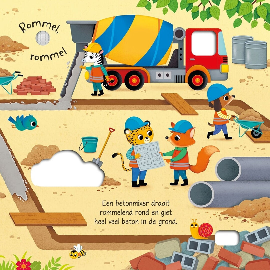Uitgeverij usborne geluidenboek bouwplaats