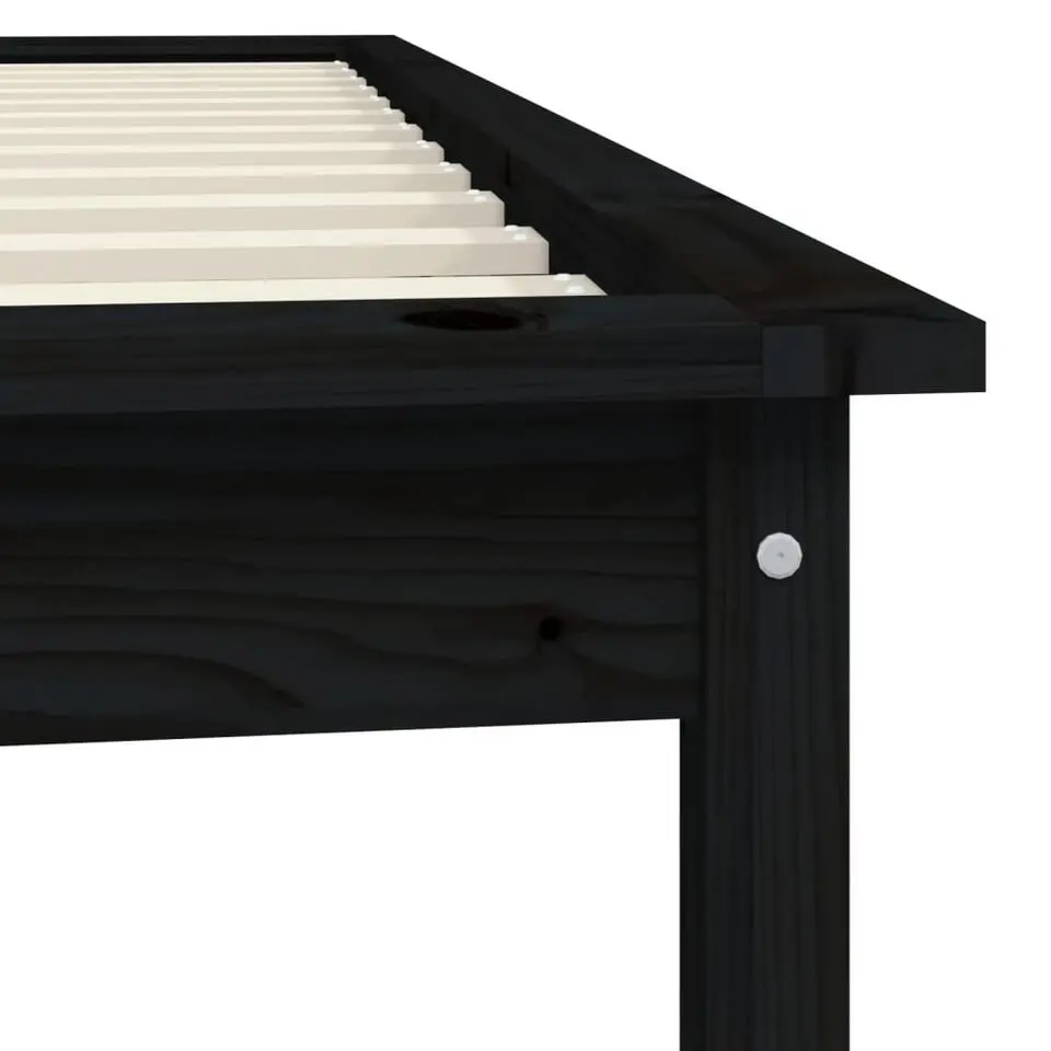 vidaXL - Bed frame met lattenbodem - Zwart - Massief grenenhout - 90x200 cm