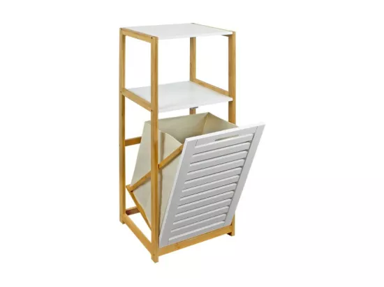 Etagère de salle de bain DEBLANCH en bambou avec panier à linge