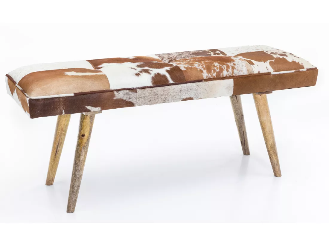 Banc en fourrure 120cm Bois Massif Rembourré Banc Banquette salle manger