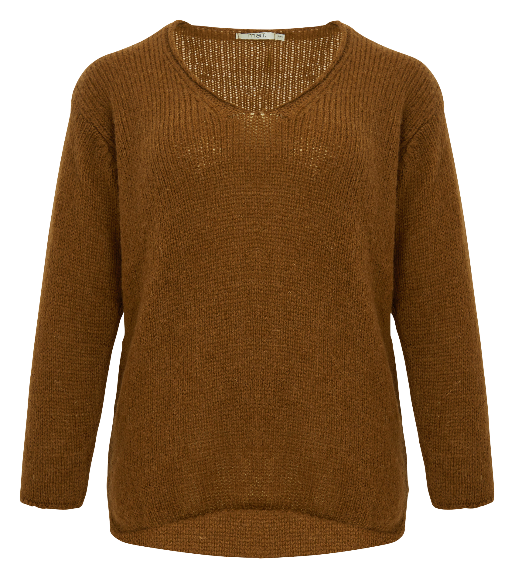 Pull col V en maille | Marron