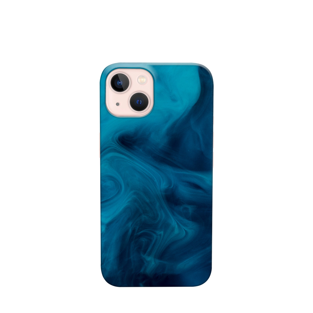 iPhone 13 Kunststoff Hülle Mystic Marmor - Blau