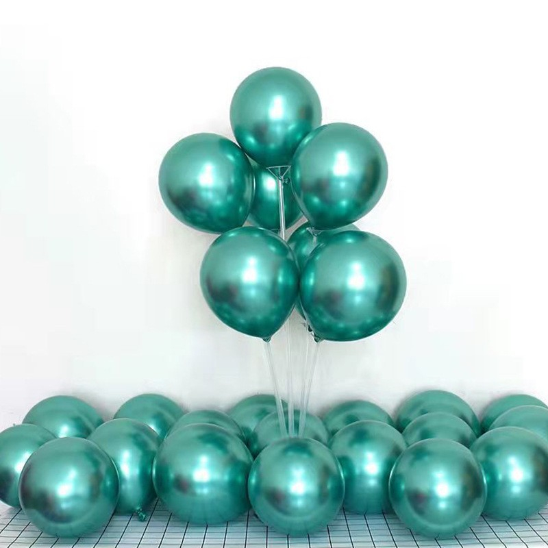 (50er Set) Ø25cm Party Deko Ballons Latex Luftballons Metallic - Grün