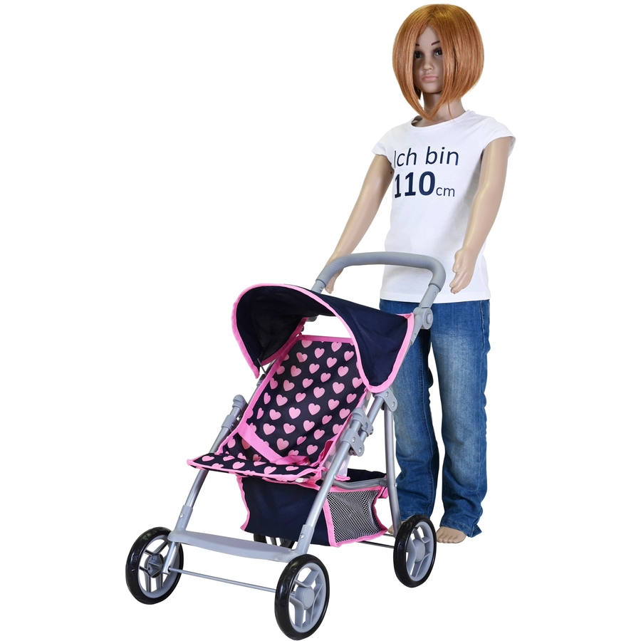 knorr toys® Puppenbuggy Liba - Pink Hearts blau