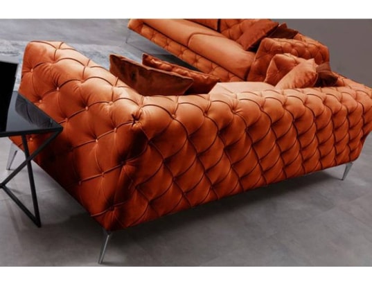 CONCEPT1 - Canapé tissu Como 3 places orange 237 x 90 x h73
