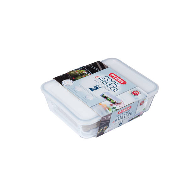 Pyrex Cook & Freeze ovenschalen - met deksel - set van 2 - 1,5 en 2,6 Liter