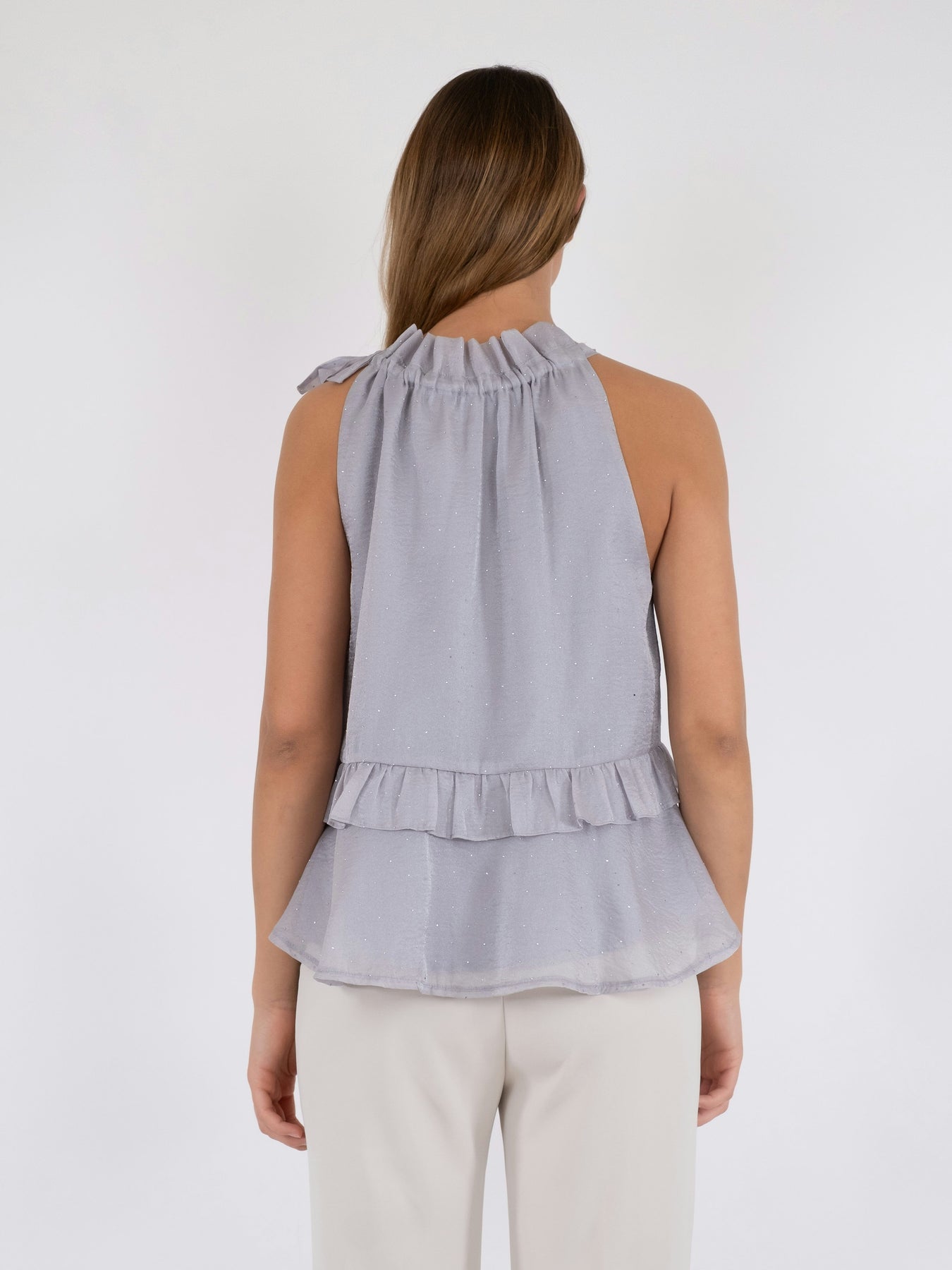 Neo Noir Margy Bedazzled Top grey