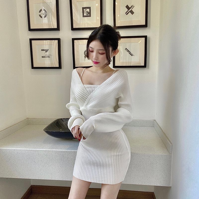 Gelbes - Mock Two-Piece Sweater Dress