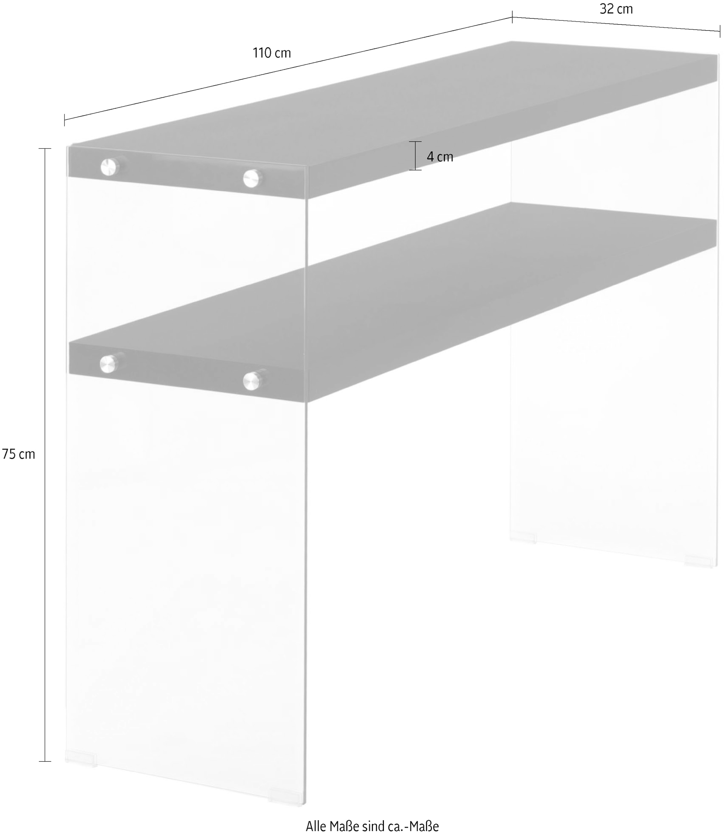 Kayoom Konsolentisch »Elementary, eckige Form, viel Ablagefläche« 1 Stk. tlg. Ablageflächen, gehärtetes Glas, pflegeleicht, unifarbenes Design