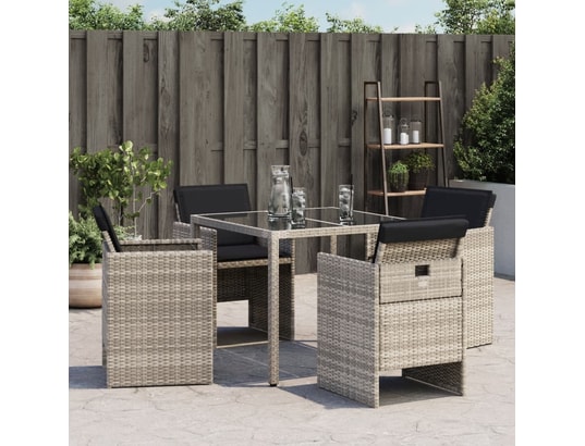 VIDAXL - Chaises de jardin avec coussins lot de 4 gris clair poly rot...