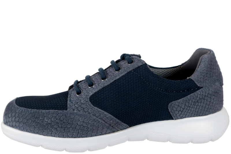 NEW FEET SKO I BLÅ RUSKIND OG TEKSTIL