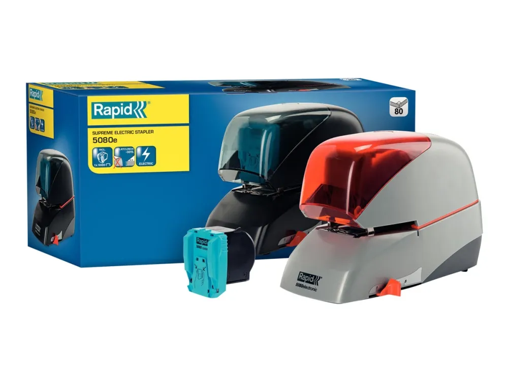 Hæftemaskine Rapid Supreme R5080e elektrisk til 80 ark sølv/orange