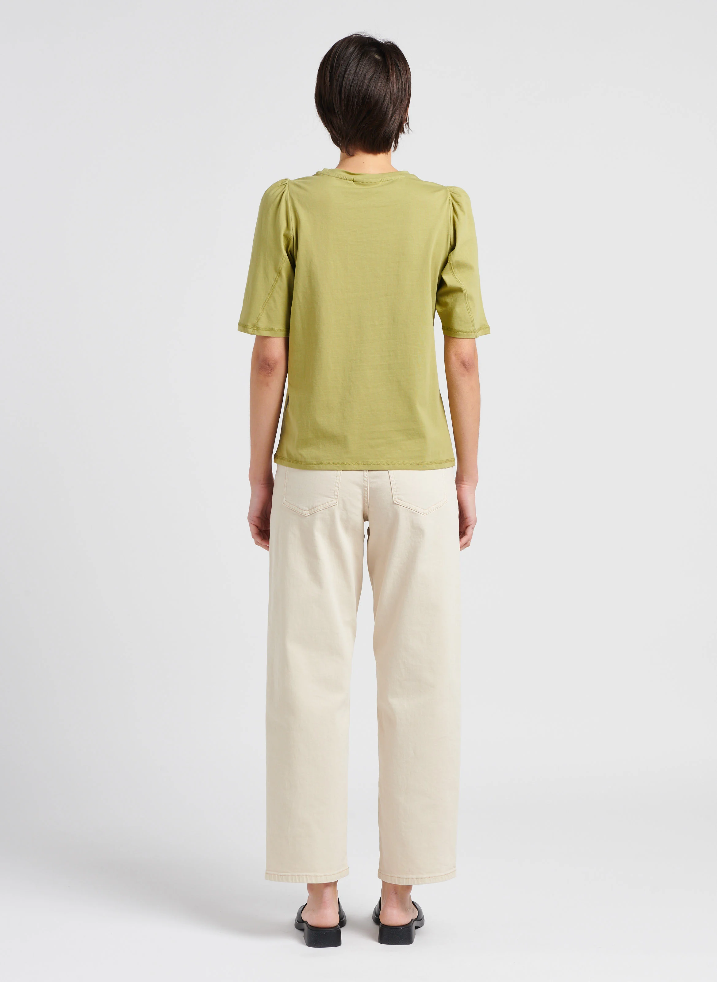 MELANIE - Jean droit en coton mélangé| Beige