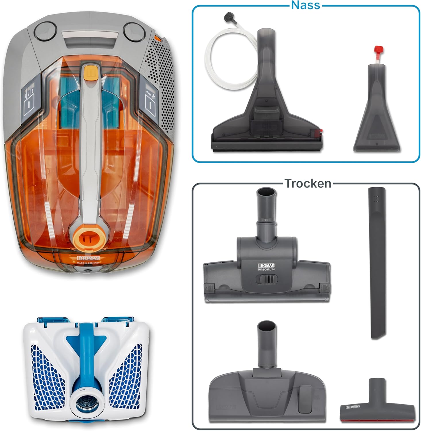 THOMAS Aqua+ PET & Family – 1700 W starker Staubsauger für Tierhaare – Nasssauger & Trockensauger - Polsterreiniger & Staubsauger mit Wischfunktion für Teppich, Sofa, Polster & Matratze