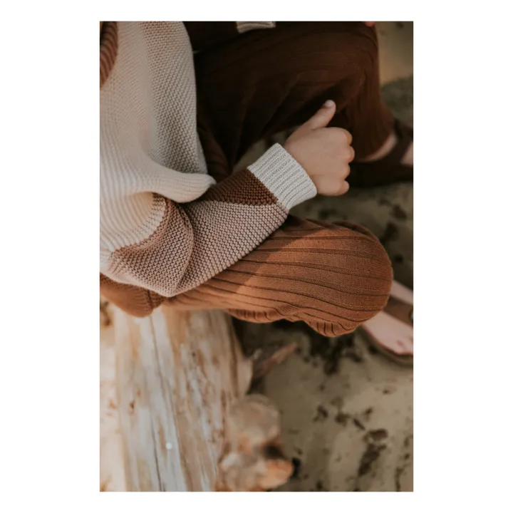 Yuki Pull Chunky Coton Bio Color Block | Marron