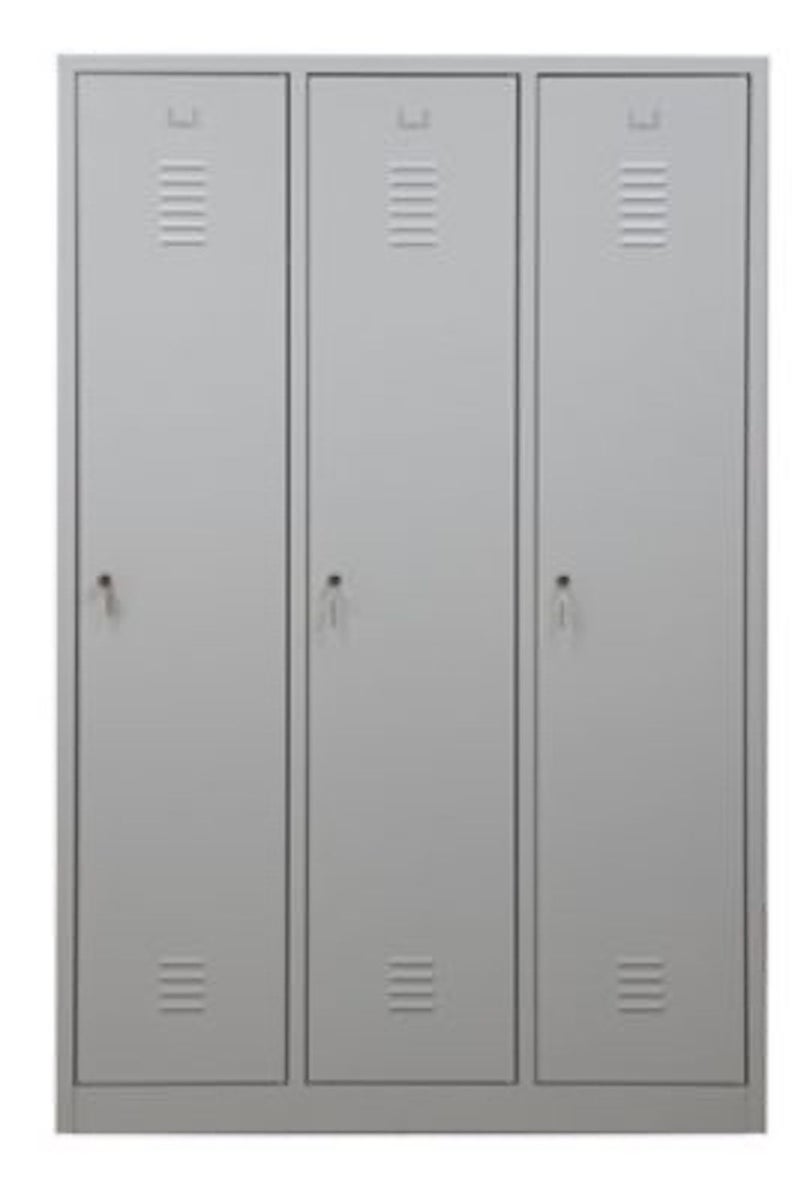 PROREGAL Garderobekast Camel 3 Compartimenten HxBxD 180 x 119 x 50 cm Cilinderslot Grijs