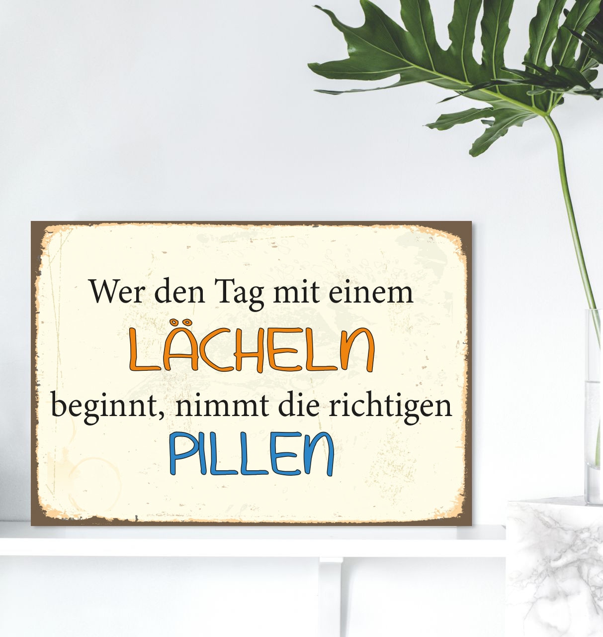 queence Metallbild »Lächeln« Motivationsbilder | Schriftzug | Sprüche | Sprüche & Texte 1 Stk. tlg. Stahlschild, Blechschild, Sprüche, Texte, witzig