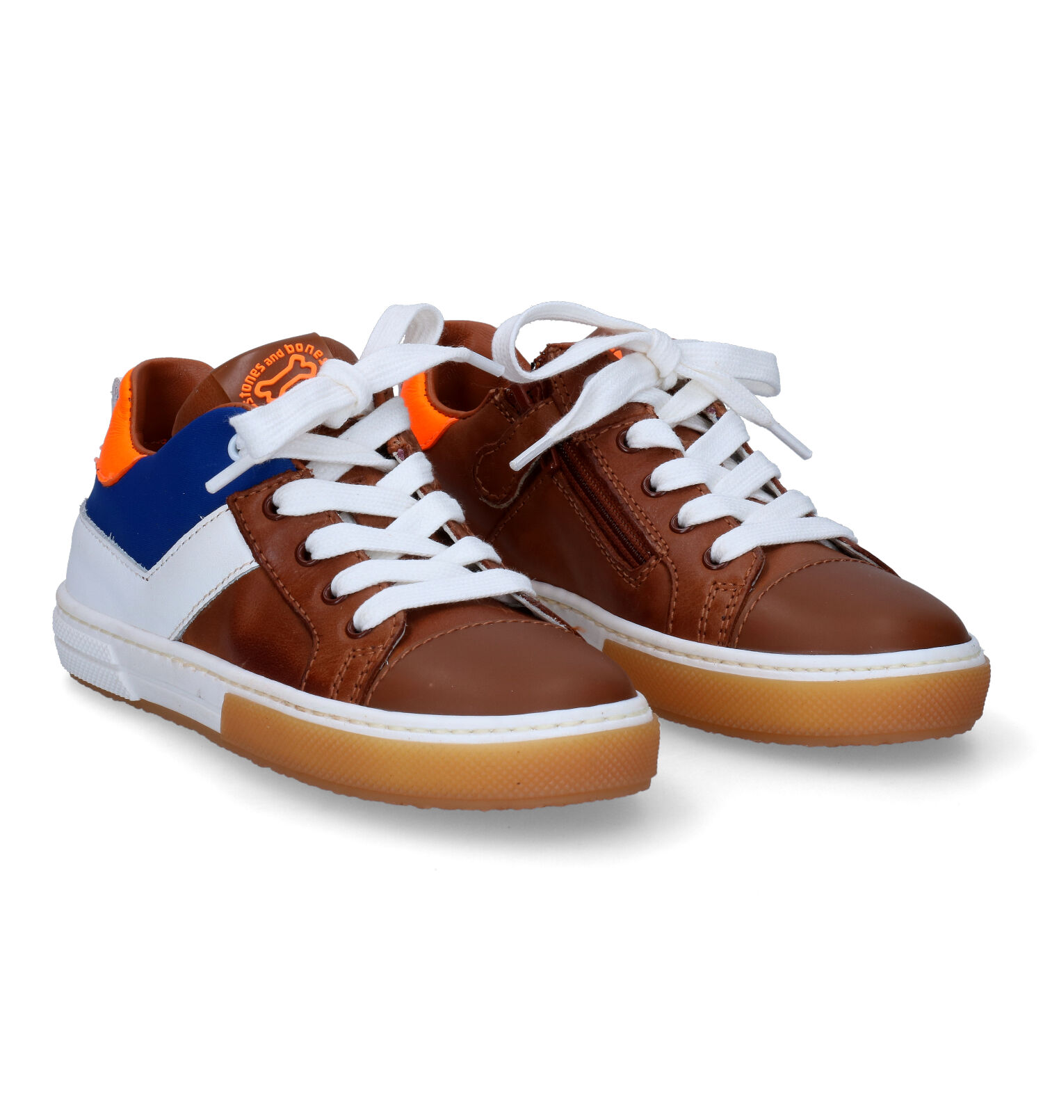 Rits/veterschoenen cognac
