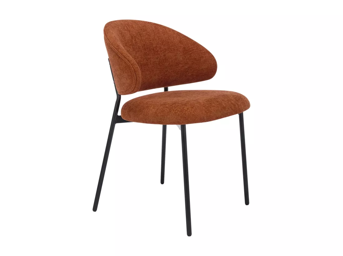 Lot de 4 chaises en tissu texturé et métal noir - Terracotta - VOSINIA
