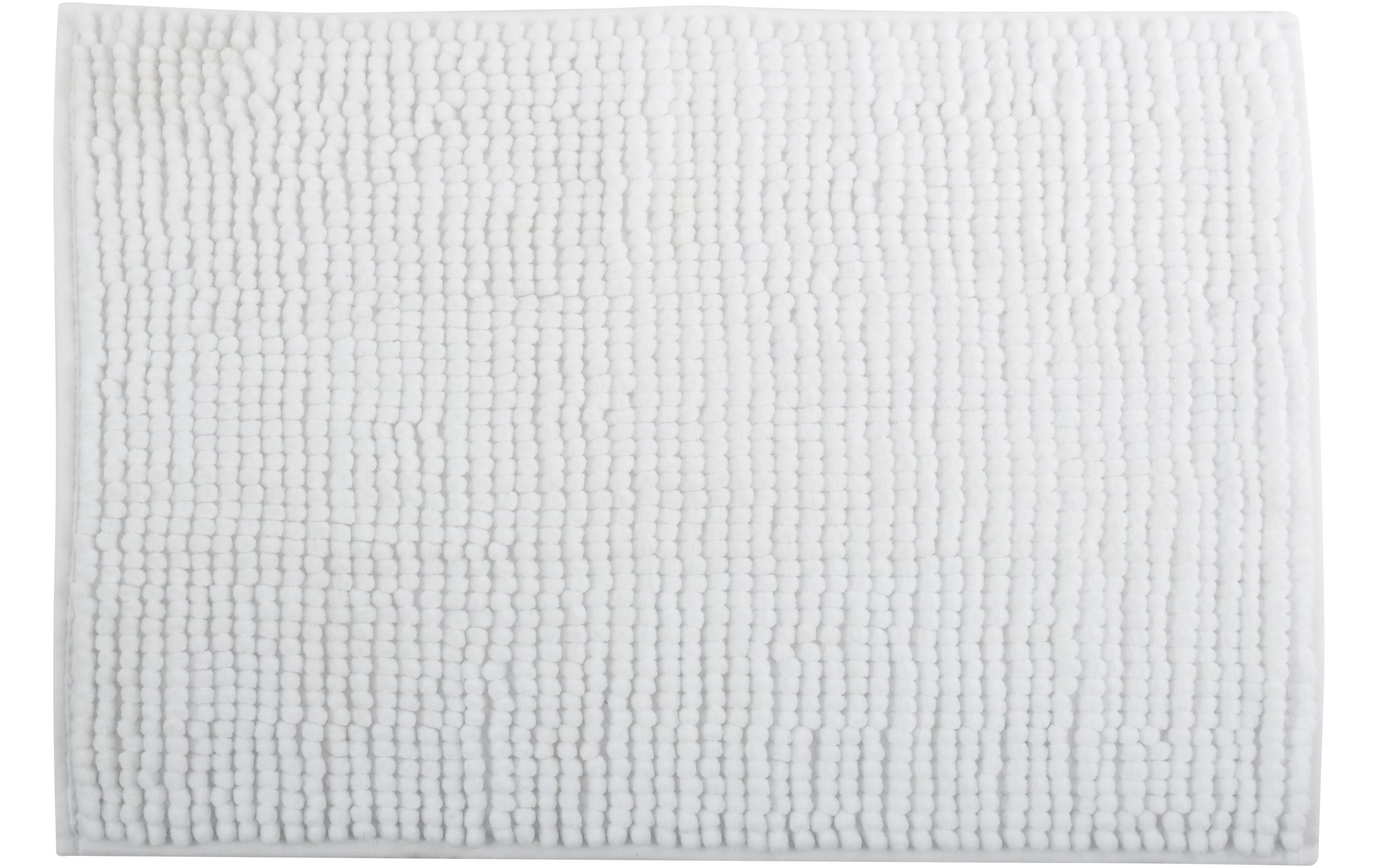 Badteppich Chenille 60 x 90 cm, WeissBadematte mit rutschfester Unterseite