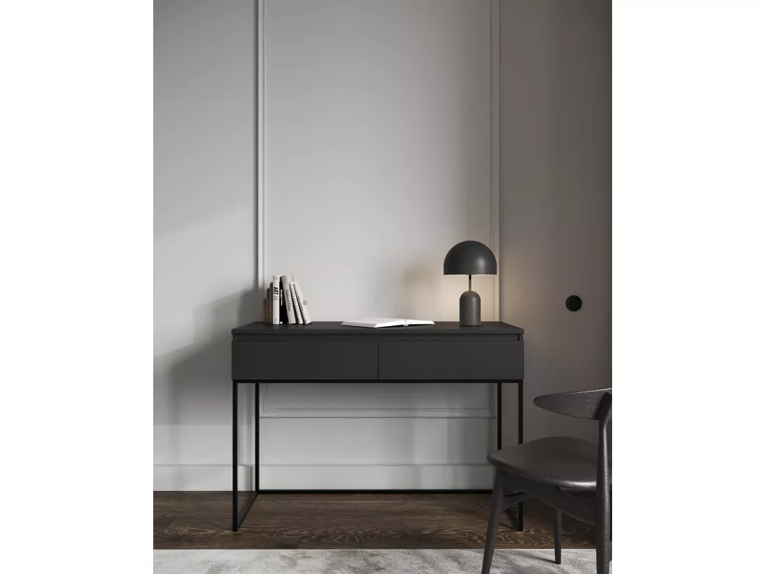 Coiffeuse avec tiroirs - noir - avec pieds noirs - BEMMI