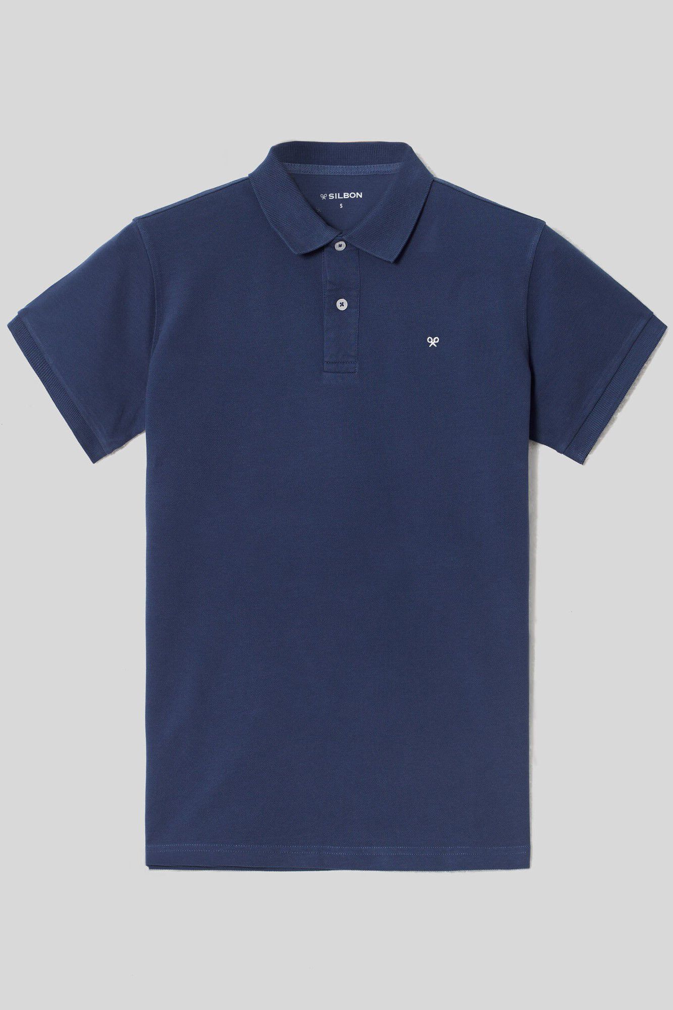 Camisa polo clássica com mini raquete em azul marinho - Azul marinho