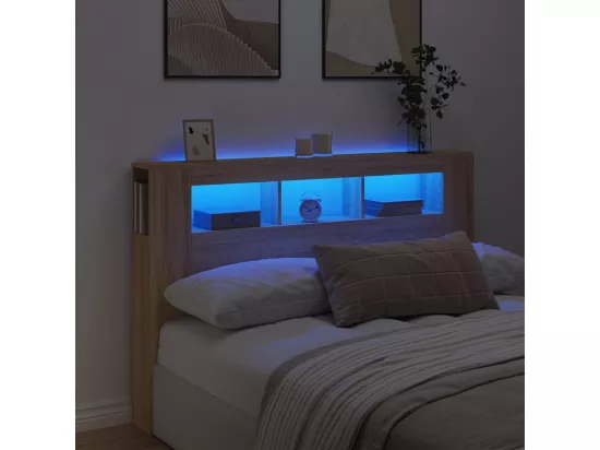 Tête de lit à LED chêne sonoma 160x18,5x103,5cm bois ingénierie