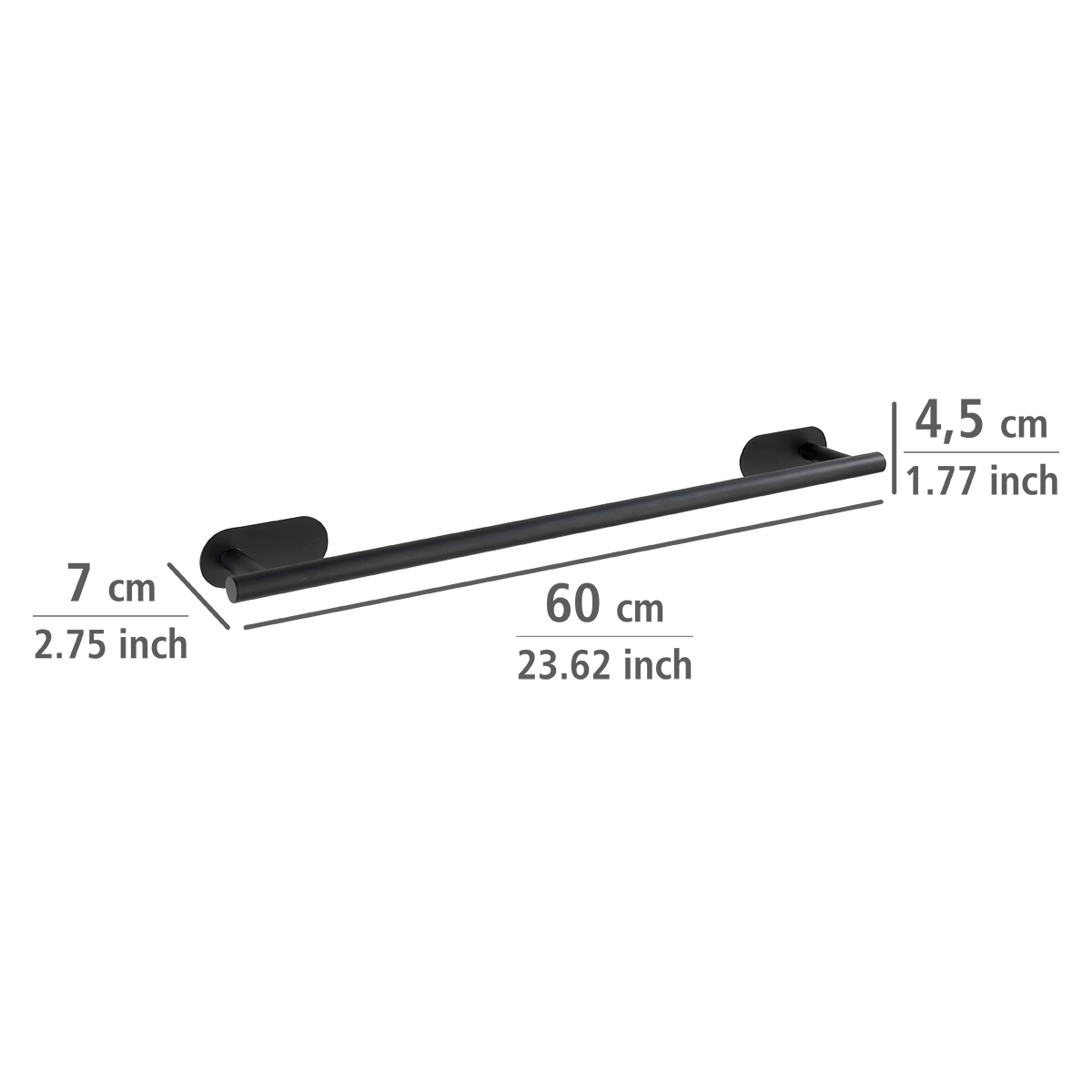 Wenko Orea turbo-loc handdoekhouder uno RVS zwart mat