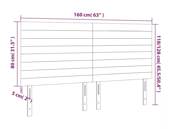 Tête de lit à LED Taupe 160x5x118/128 cm Tissu
