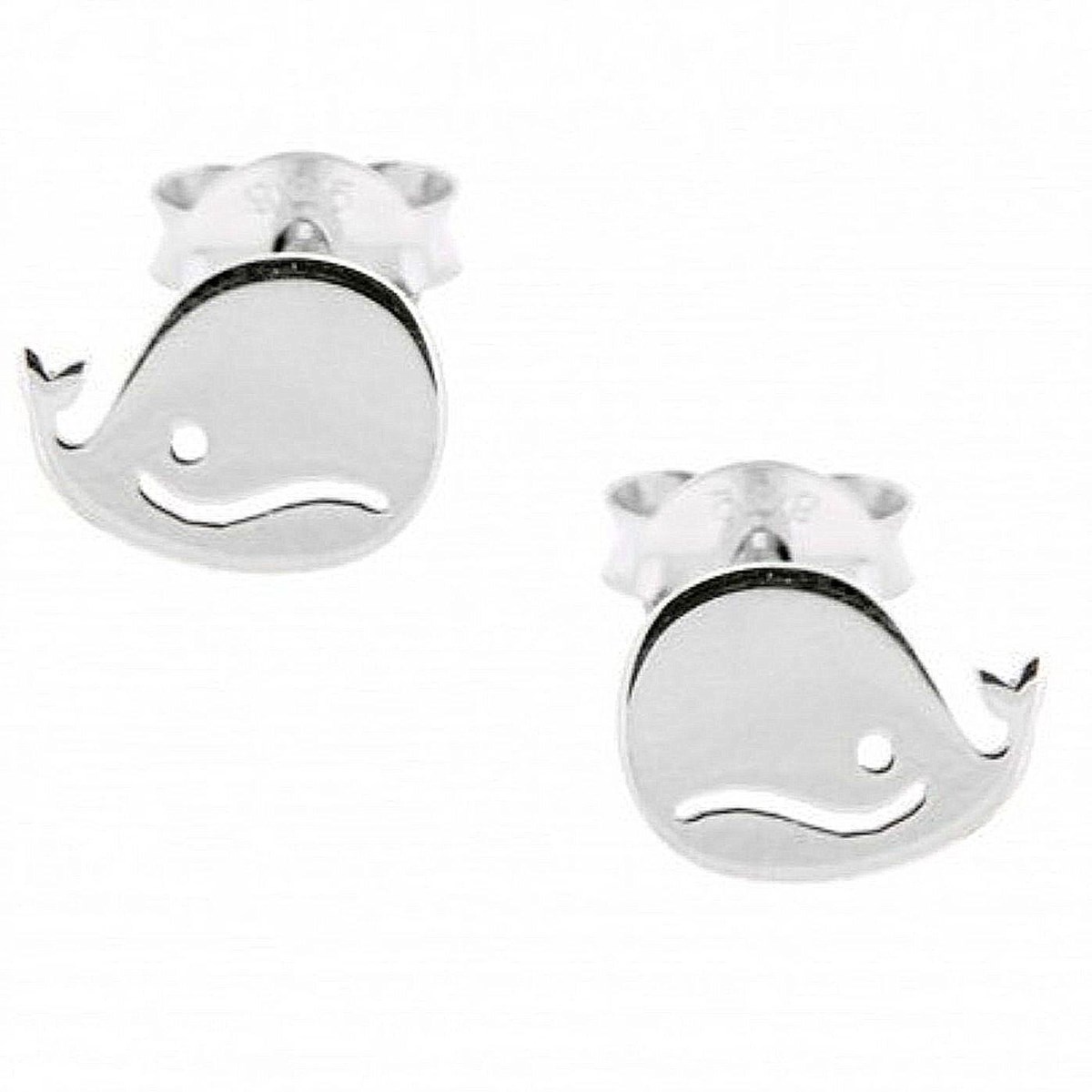 Boucles d'oreilles femme enfant adorable baleine en argent