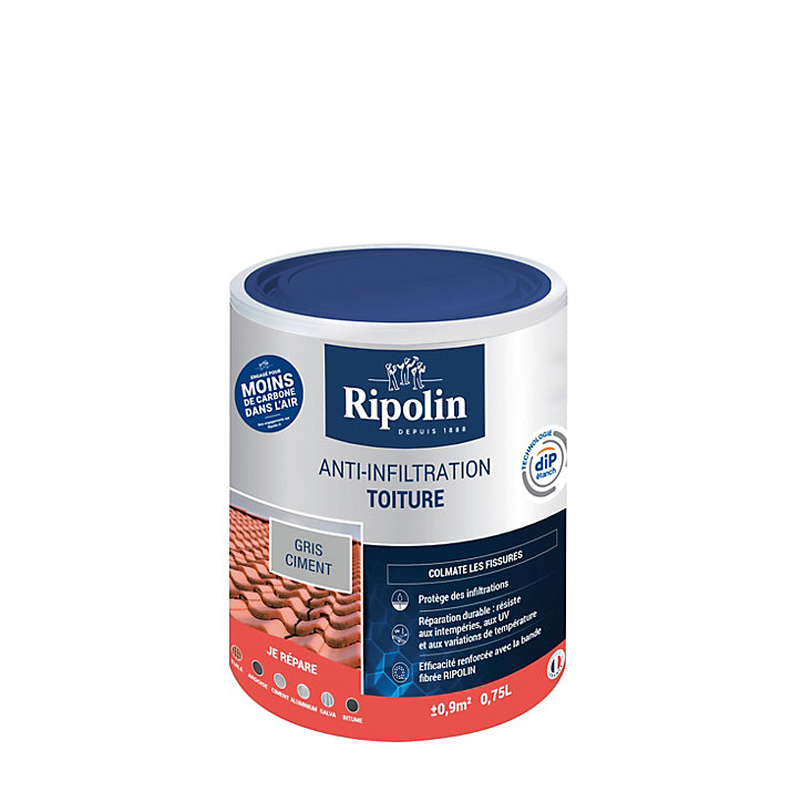 Revêtement anti-infiltration toiture extérieur gris ciment Ripolin 0,75L