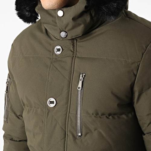 Parka Capuche Fourrure Vert Kaki