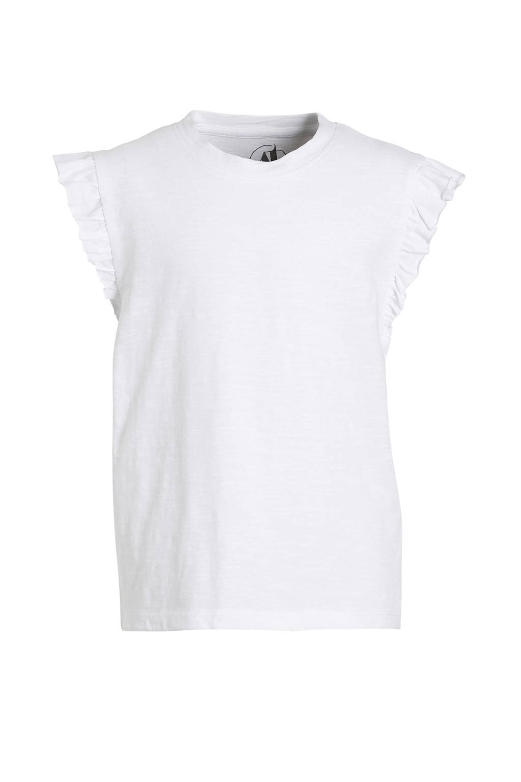 anytime T-shirt met ruffle wit