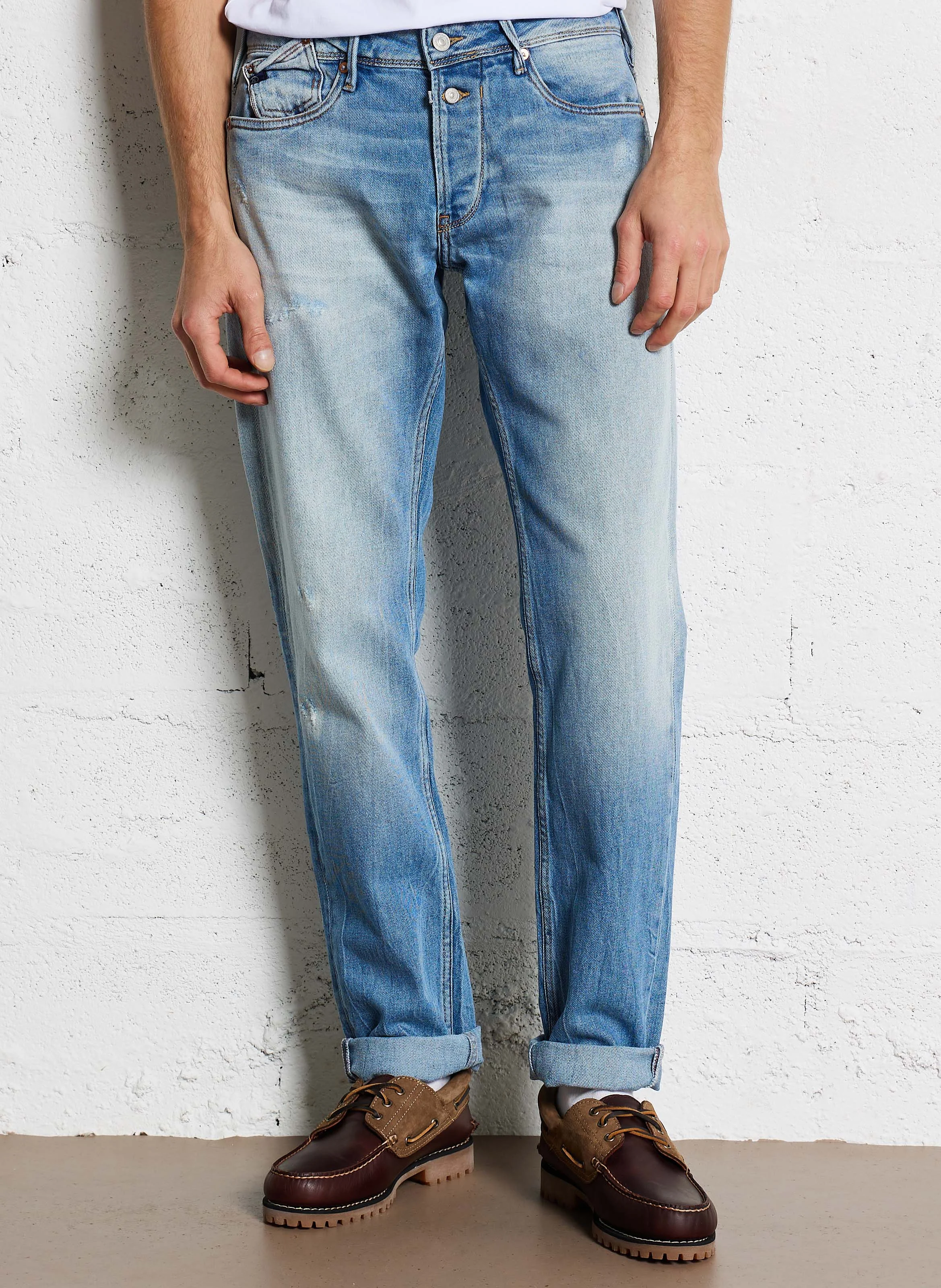 600/17 - Jean slim en denim délavé | Bleu