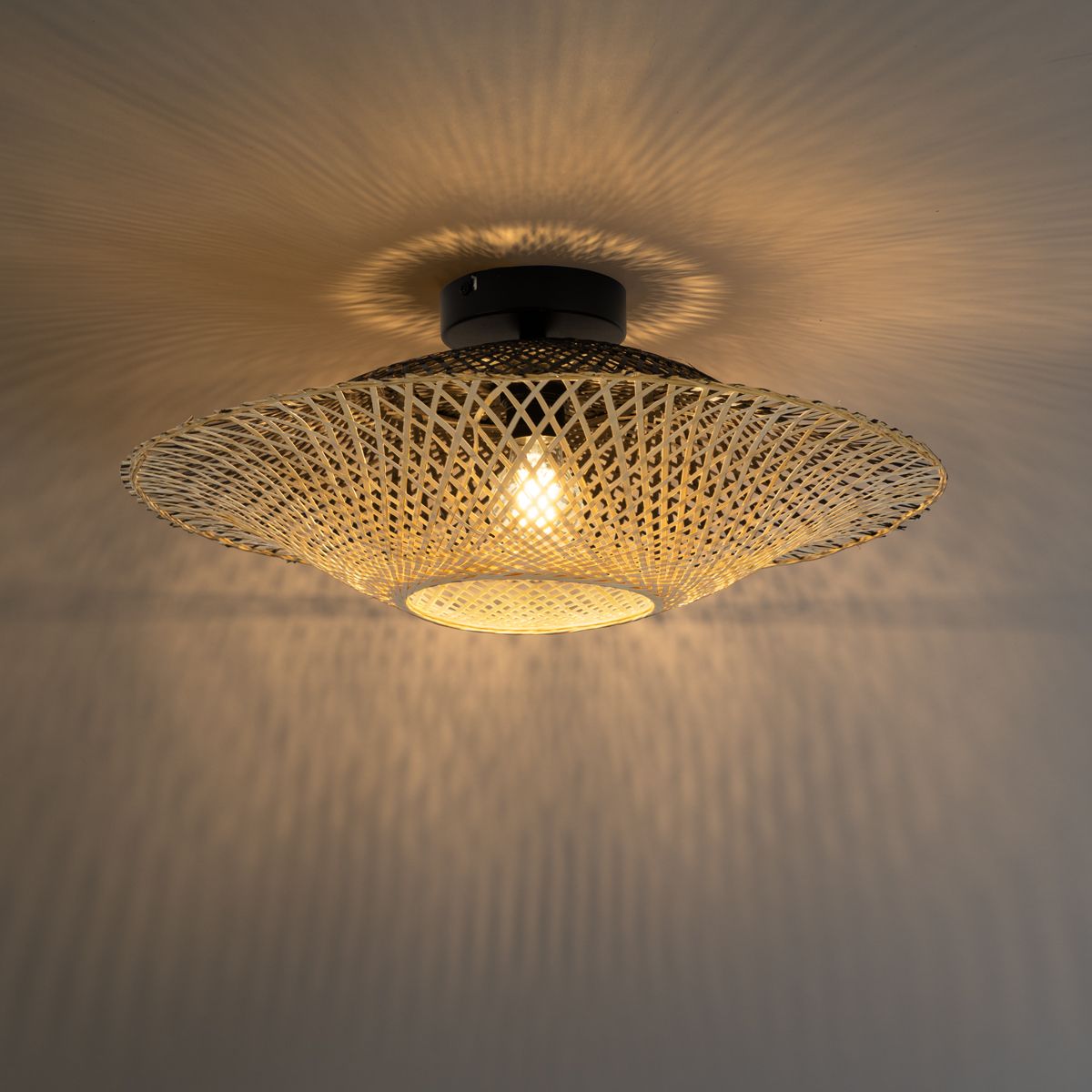 Oosterse buiten plafondlamp bamboe 50 cm IP44 - Rina