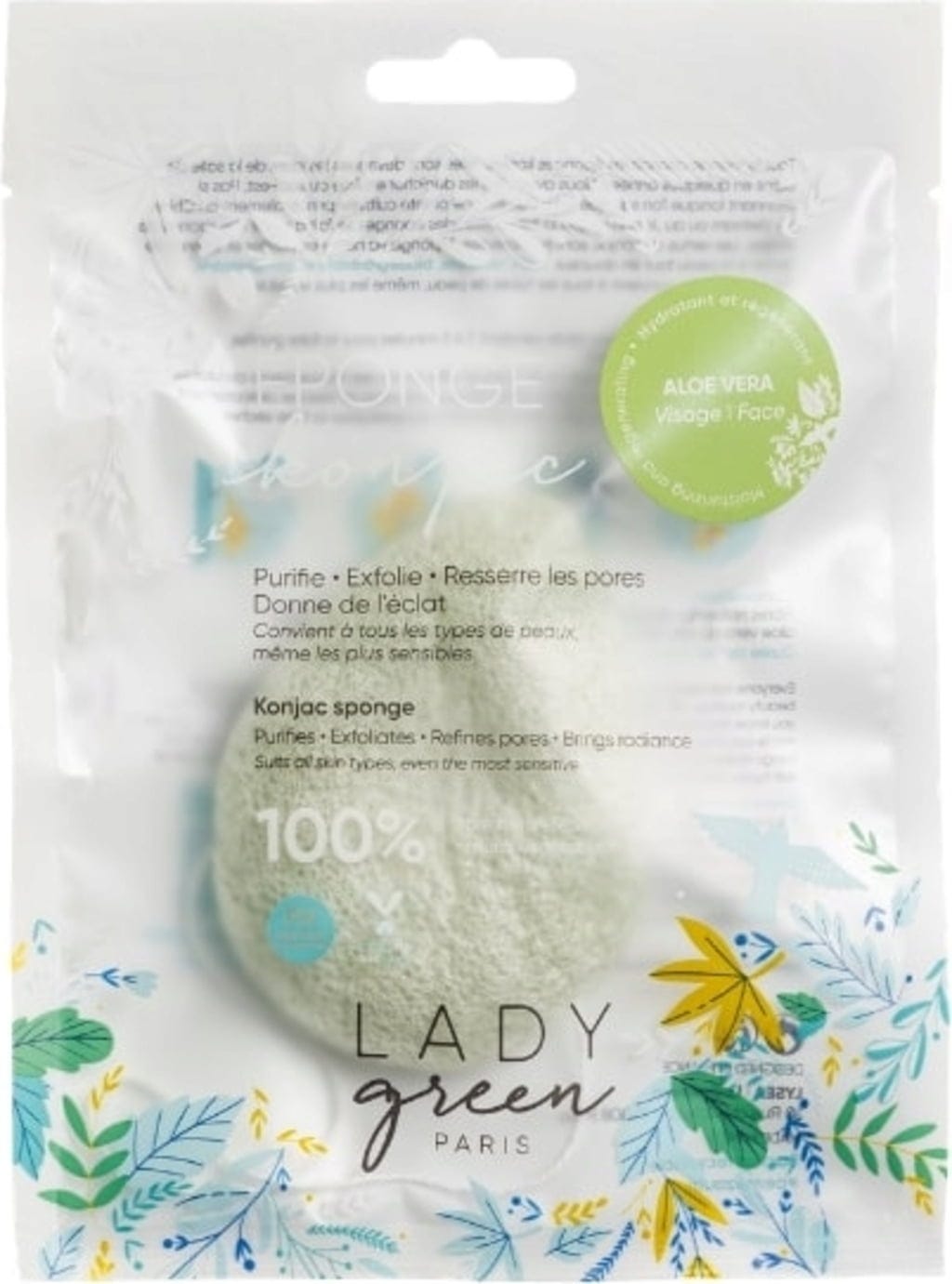 Lady Green  Konjac Face Sponge Aloe Vera