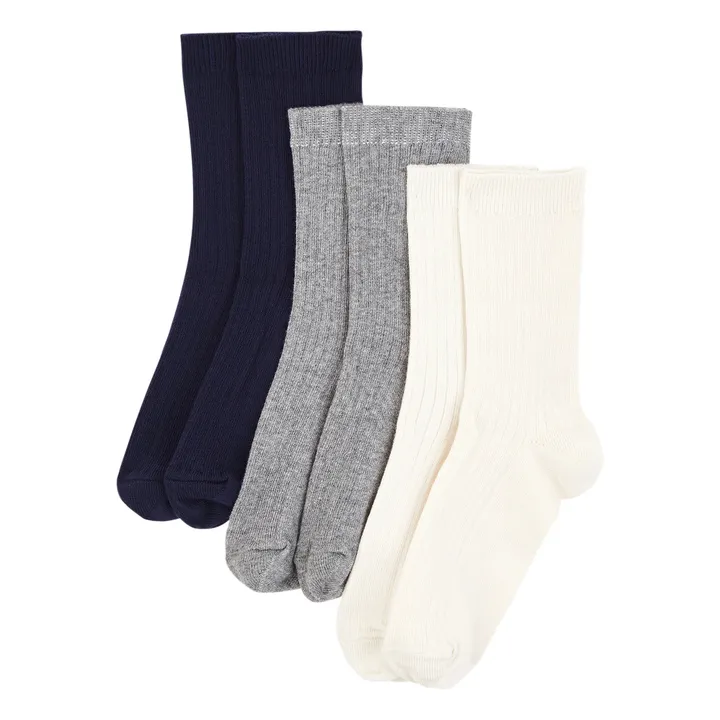 Petit Bateau Lot 3 Chaussettes Fines Rayures | Gris
