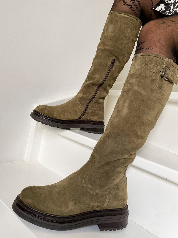 Aliwell - Bottes POLKA Velours Kaki