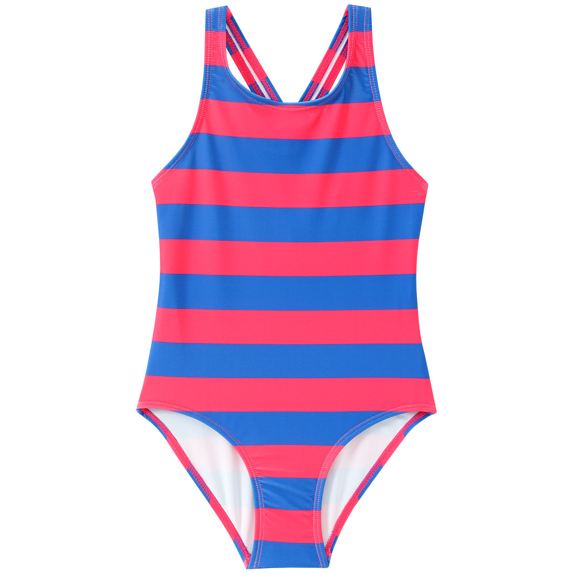 Famy Mädchen Badeanzug mit Streifen rot / blau