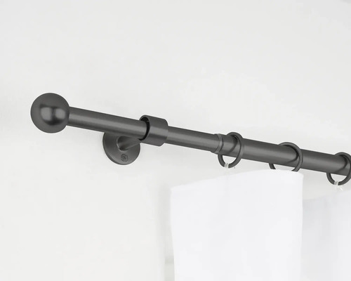 Uitschuifbare gordijnroedeset, 2-in-1, zwart, 120-210 cm, Ø 16/19 mm