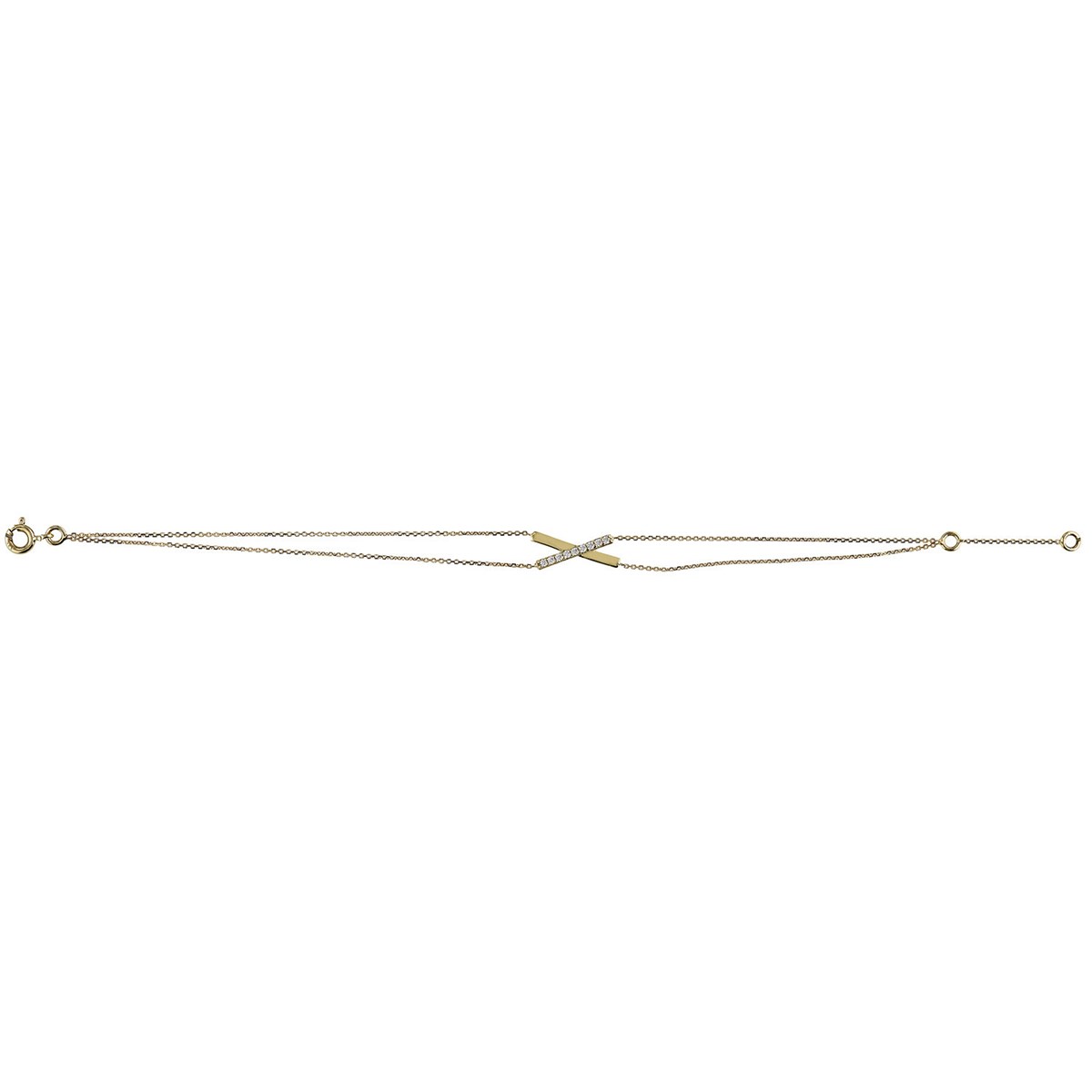 Bracelet double rangs motif X or jaune 9 carats oz