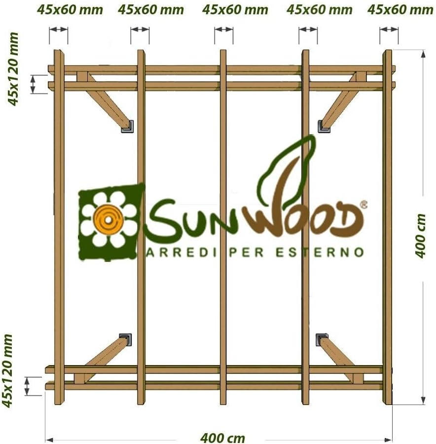 Pergola für den Garten, 240 x 240 cm, aus imprägniertem Kiefernholz, Klasse 4, personalisierbar